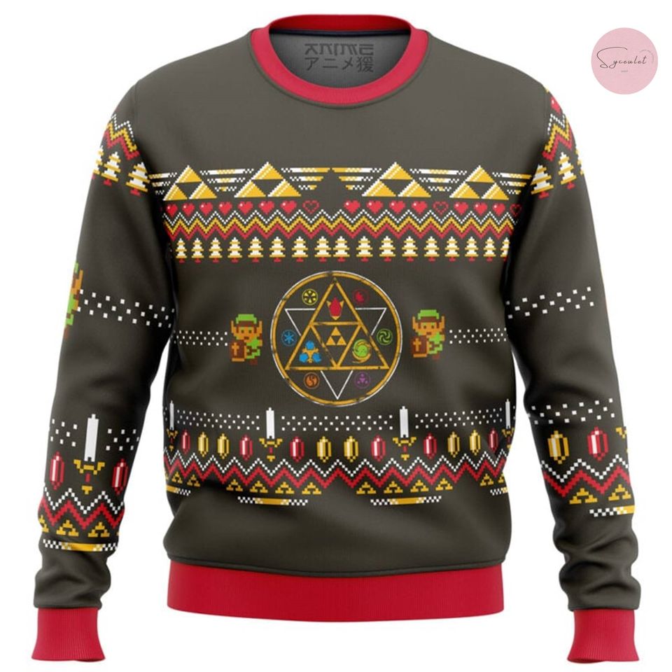 Zelda Rubies Ugly Christmas Sweater, Zelda Breath of Wind Link Ugly