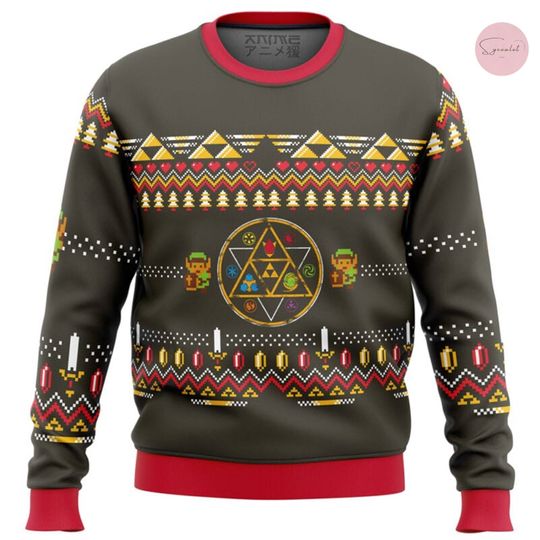 Zelda Rubies Ugly Christmas Sweater, Zelda Breath of Wind Link Ugly - Image 4
