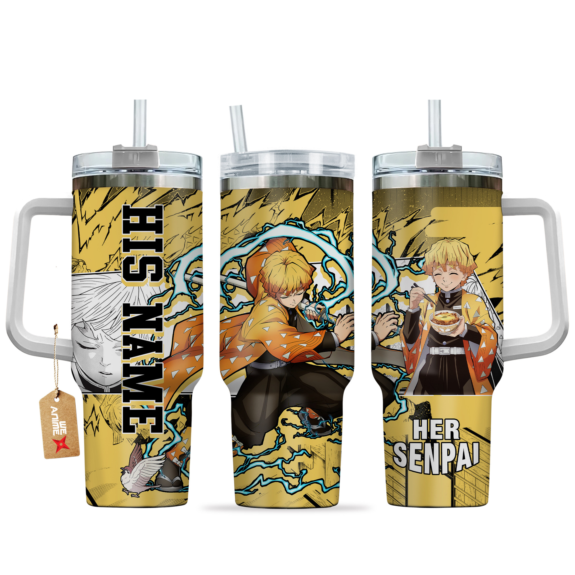 Zenitsu Demon Slayer Anime Custom Stanley Cup 40 oz 30 oz Tumbler With HandleTVC2301136