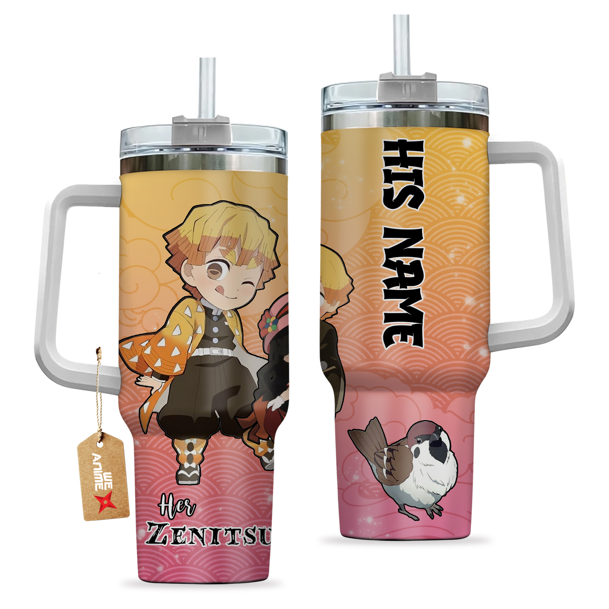 Zenitsu Demon Slayer Anime Valentine Custom Stanley Cup 40 oz 30 oz Tumbler With HandleTVC2301167 - Image 2
