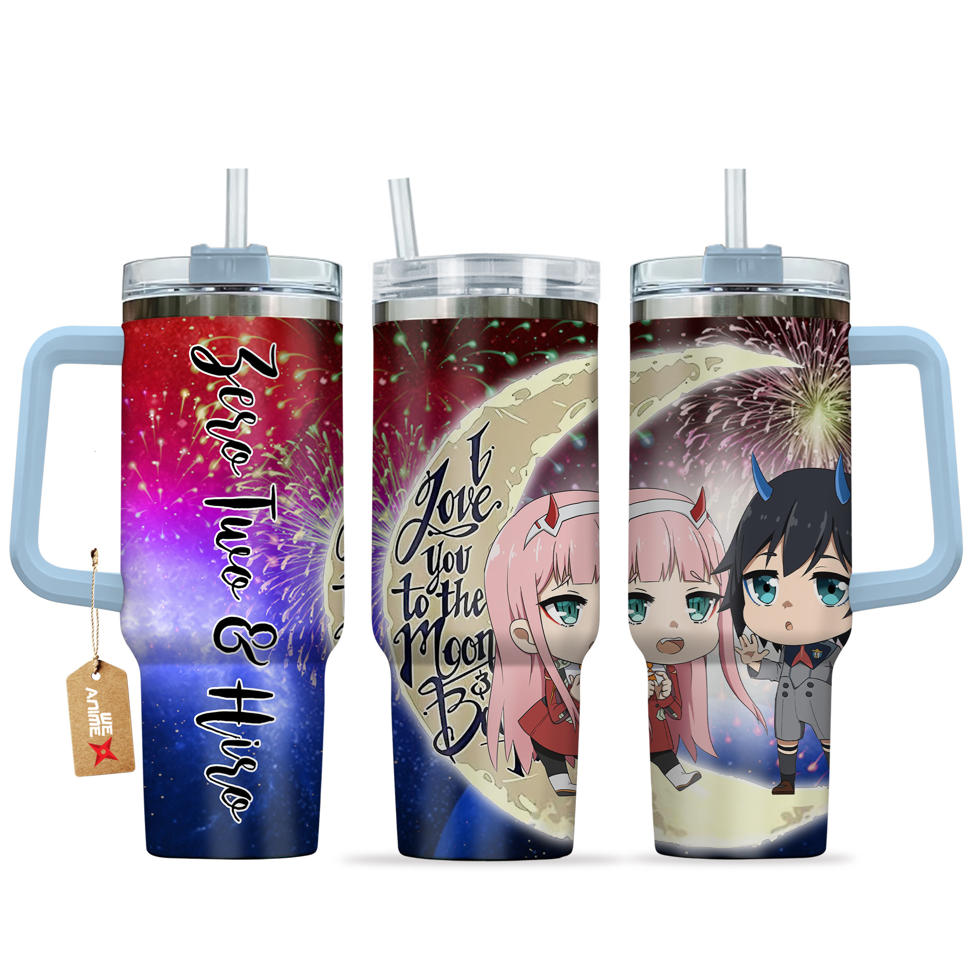 Zero Two & Hiro Darling In The Franxx Anime Valentine Custom Stanley Cup 40 oz 30 oz Tumbler With HandleTVC2301147