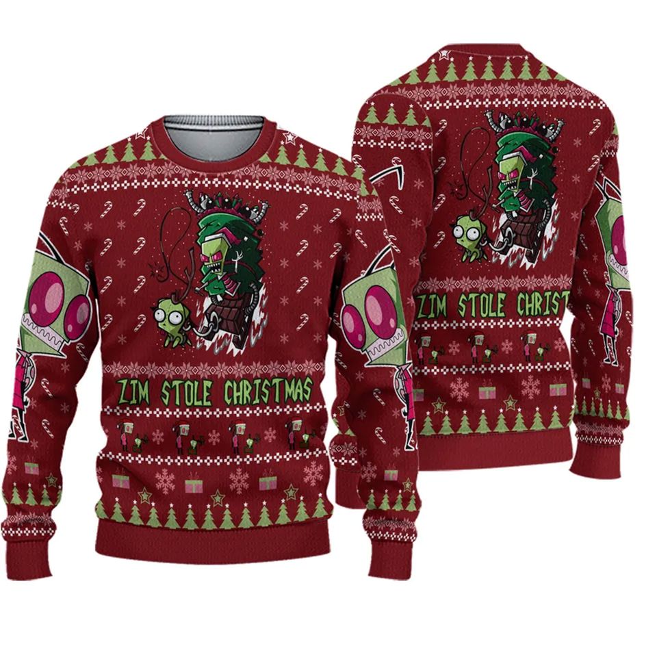 Zim Stole Christmas Ugly Christmas Sweater - Fun Holiday Apparel