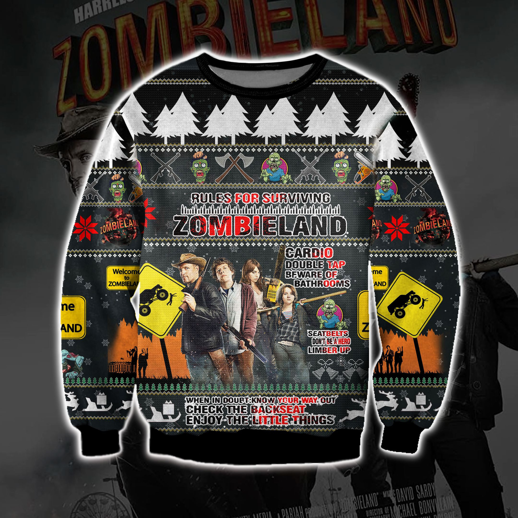Zombieland Ugly Christmas Sweater Adult 3D Funny Matching for family