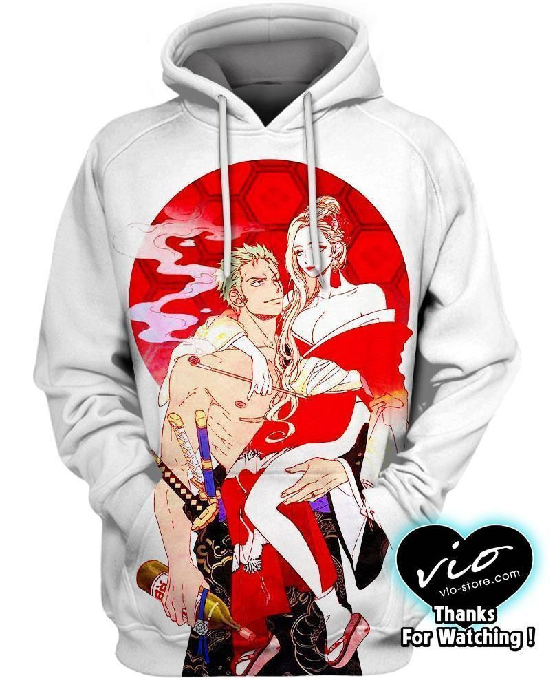 Zoro and Komurasaki 3D All Over Print Hoodie, Zip Hoodie