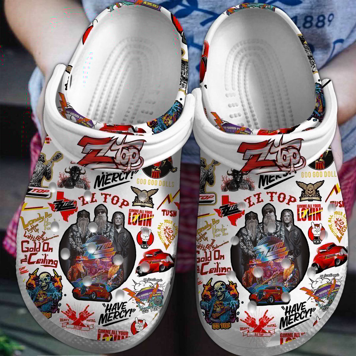 ZZ Top Rock Band Music Crocs Crocband Clogs Shoes Comfortable For Men Women and Kids